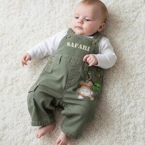 Safari Monkey Khaki Green Lightweight Cargo Overalls size 3-6 Months